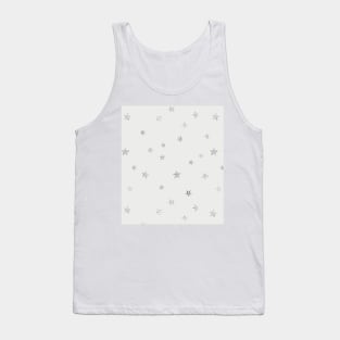 Pretty Y2K Glitter Stars Design in Silver Tank Top